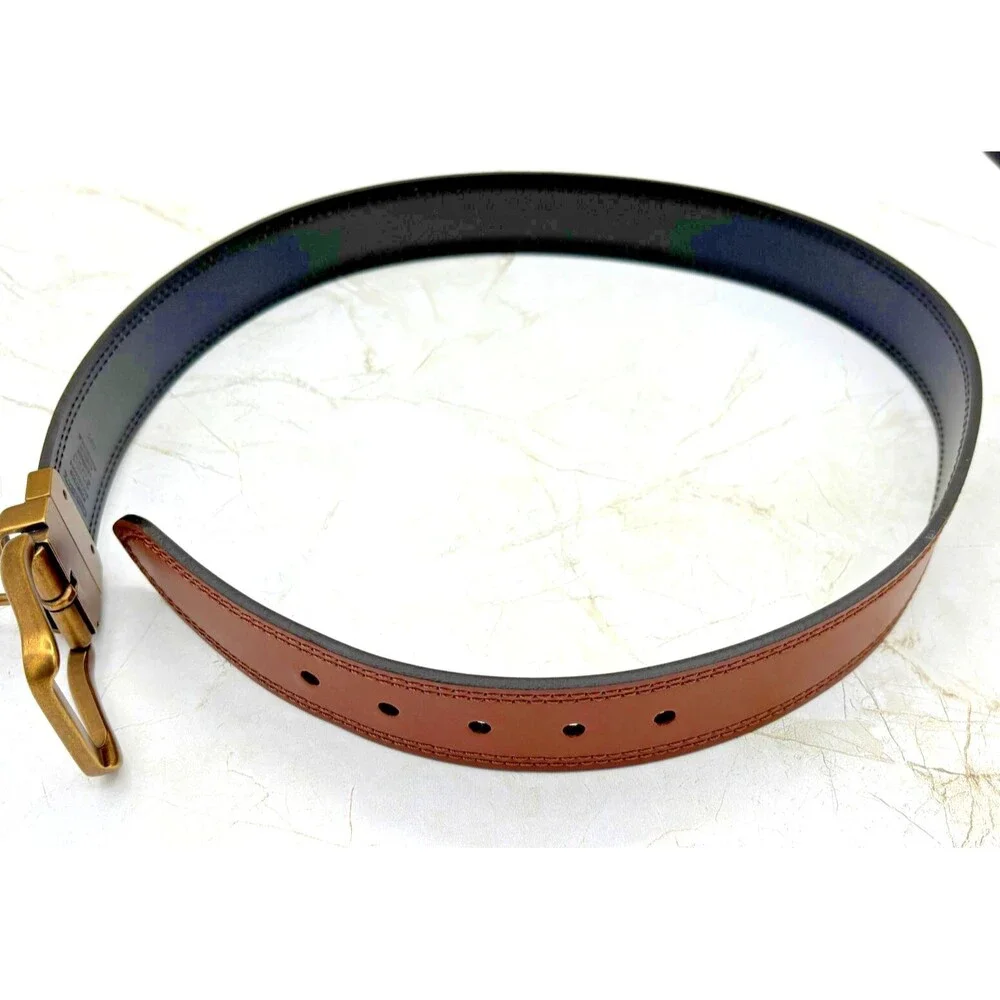 Daniel Cremieux Reversible Leather Belt Tan/Black Double Stitched Size 32/80 EUC